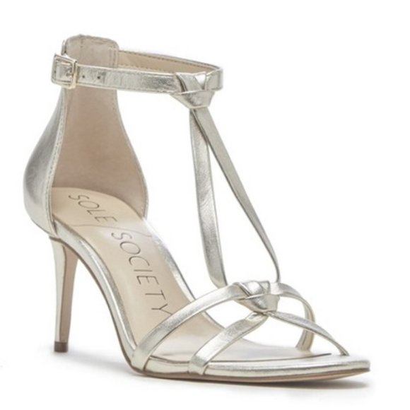 Sole Society Shoes - NIB SOLE SOCIETY Champagne Gold Leather Sandal